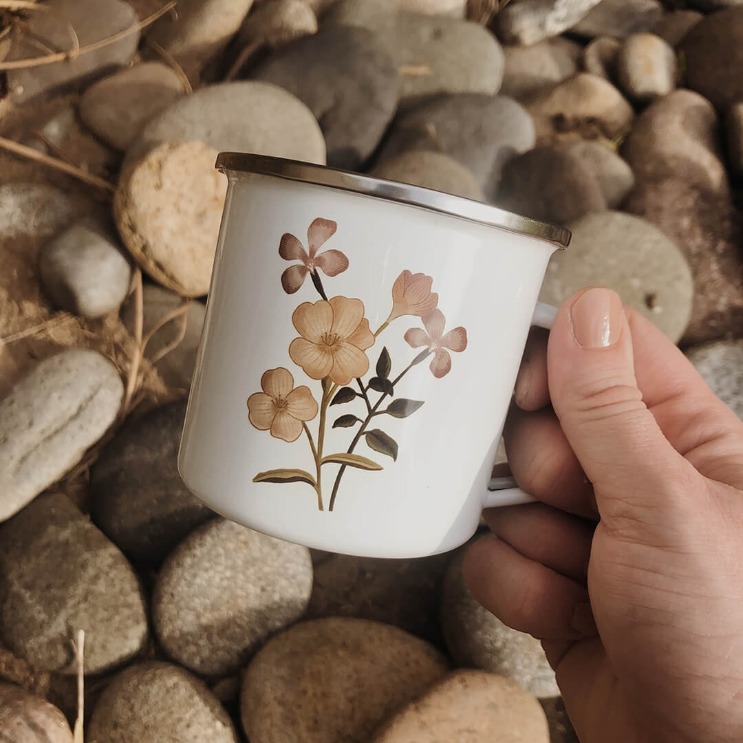 Vintage Floral Enamel Mugs